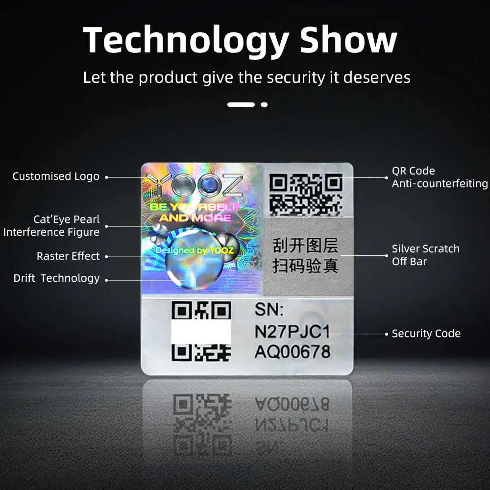 Custom Anti-counterfeit Label Sticker Scratch-off With Unique Number Security 3d Logo Hologram Scratching Qr Code Sticker