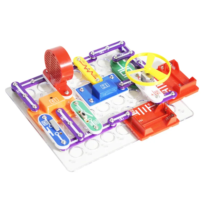 Wholesale creative DIY electronic assembly building block circuit science educational kits for kids