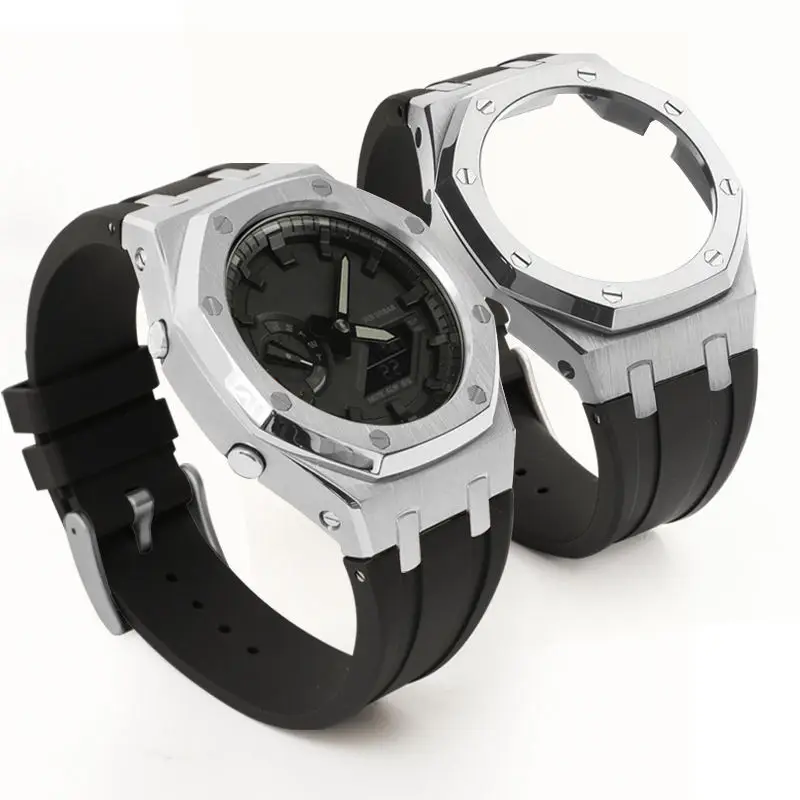 HMJ wholesale new fashion luxury g shock band replacement stainless steel metal watch strap for casio ga 2100