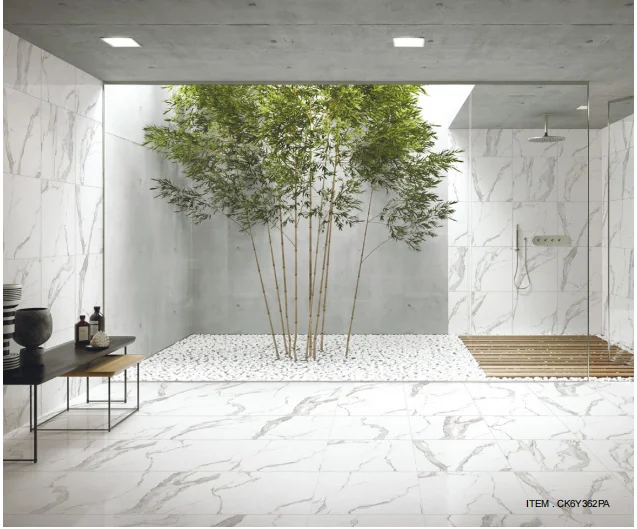 glazed porcelain super white kararra stone marble ceramic flooring  tile   60x60 24x24