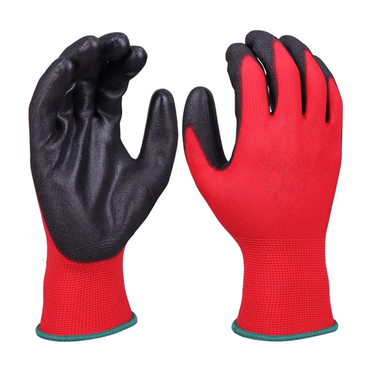 XINGYU 13G Polyester PU Coated Gloves Custom logo Black Safety Hand Gloves Working pu work Safety Gloves