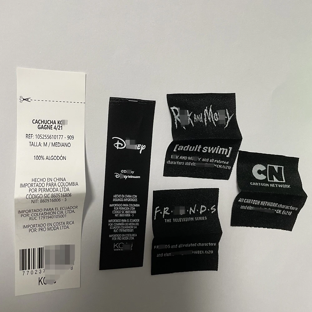 Wholesale garment woven label/tag/customized clothing embroidered logo/satin /silk printing weaving