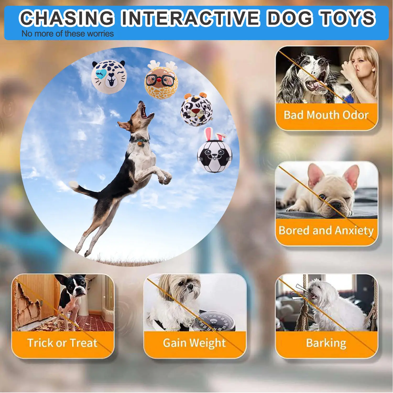 Dog Soft Bouncy Ball Squeaky Toy Ball  Interactive Dog Toy For Medium Small Pets Chewing And Fetching