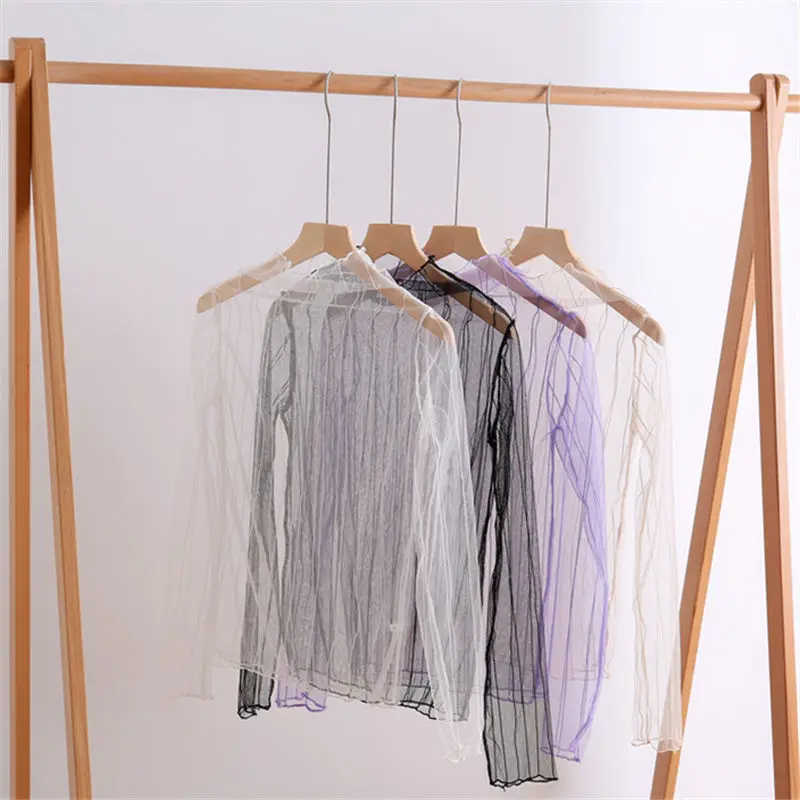  Camisas прозрачные дельгадас para mujer blusas elegantes de стиль coreano informales ajustadas cuello alto Соблазнительные