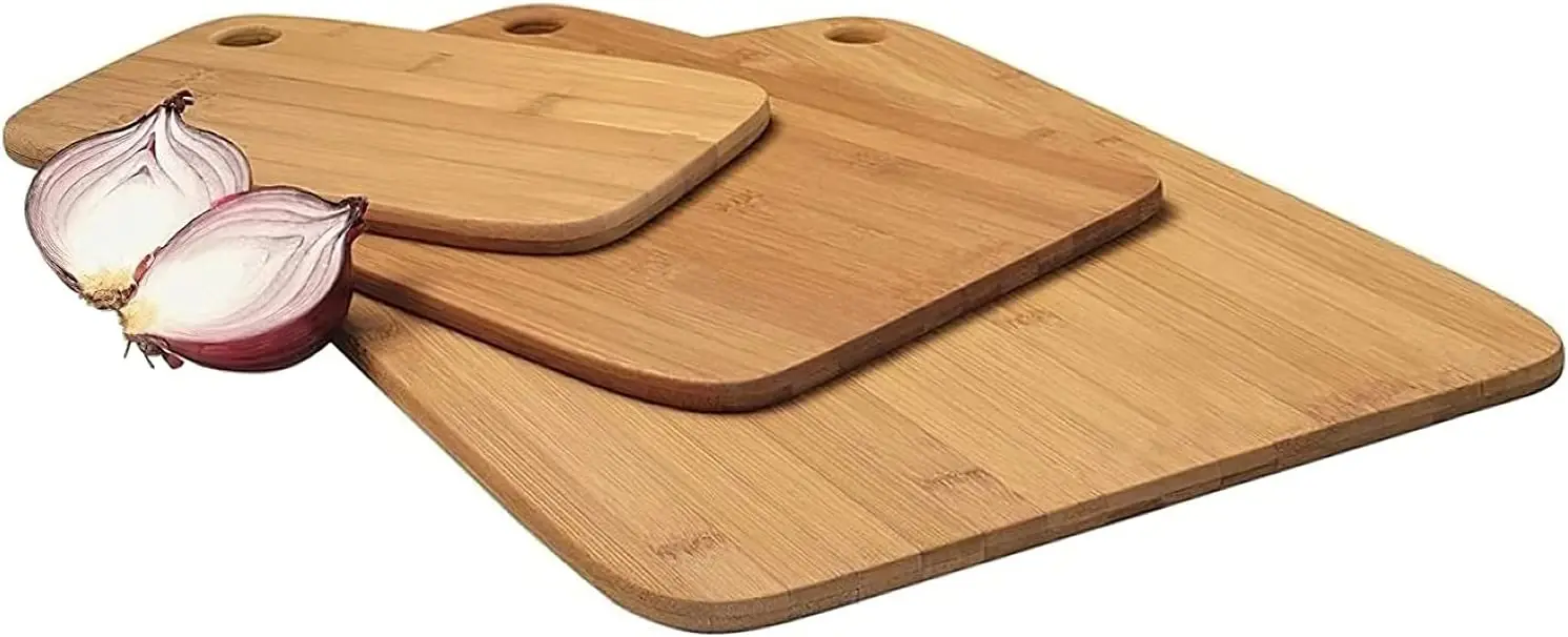 3 Piece Bamboo Wooden Chopping Board Set