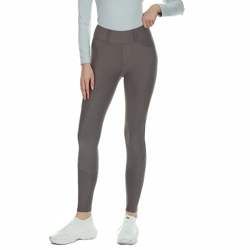 Gray Women Winter Fleece Equestrian Delights Leggings Racing Breeches Equestrianism Pants Polyester Horseback Riding Clothing