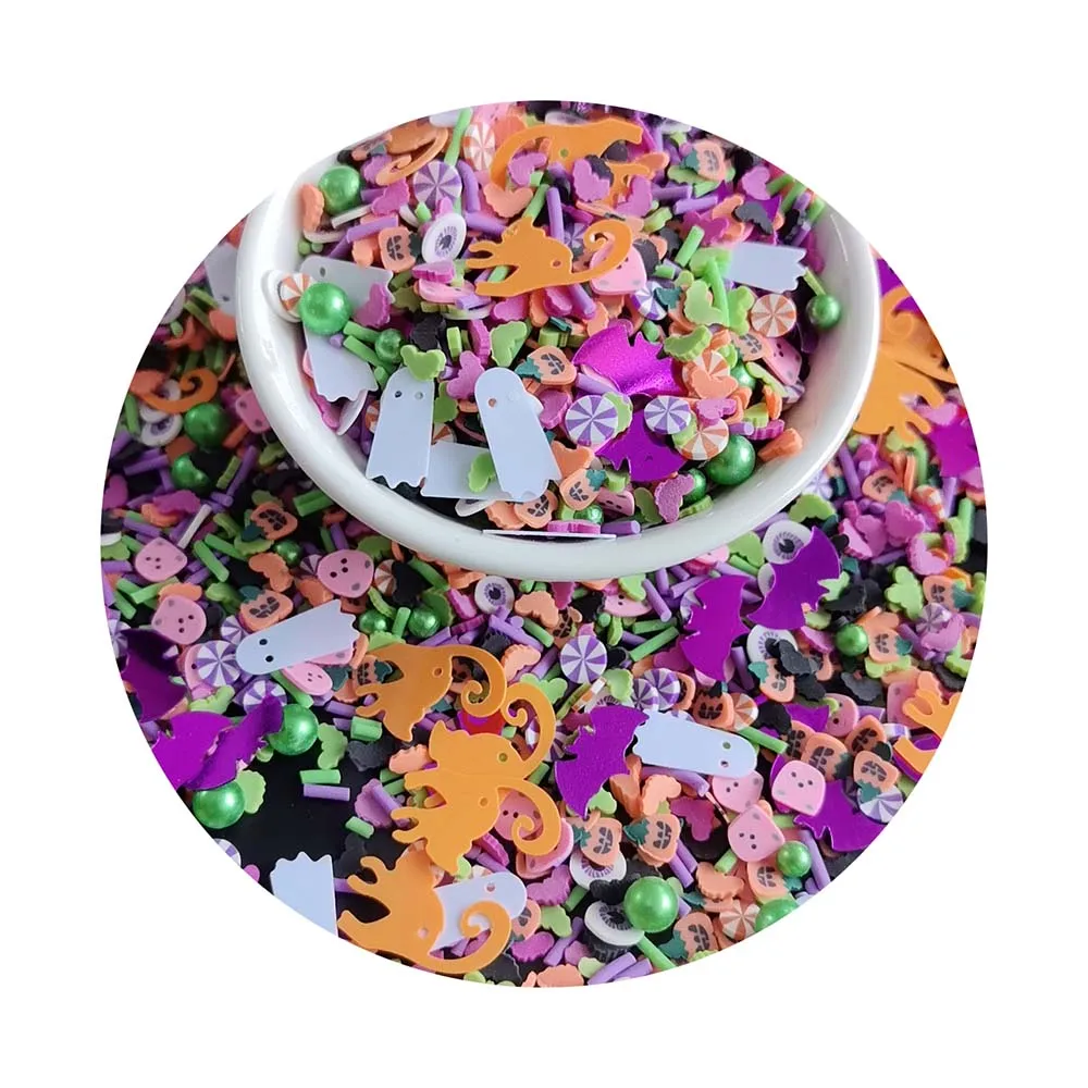Mixed Halloween Series Slices Ghost Cat Polymer Hot Clay Sprinkles For Diy Slime Filling Accessories DIY Phone Case Decor