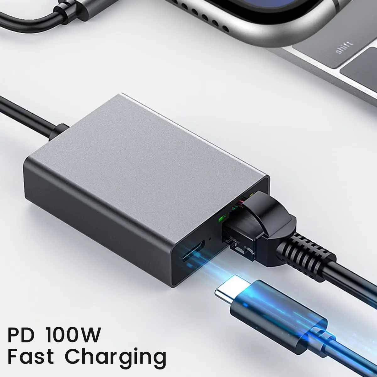 Gigabit RJ45 to USB C LAN Wired Network Adapter Compatible with Google TV