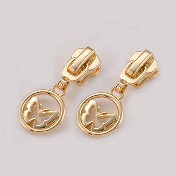 Custom Garment Zip Pull Reversible Slider Metal Zipper Slider Replacement Fabric Zipper Puller Head