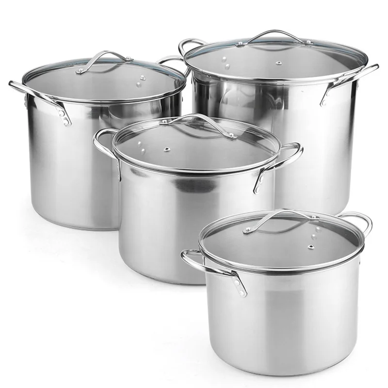 Good Selling Silver Large Capacity Cookware Stew Pots Stock Pot Stainless Steel Heavy Duty Cooking Pot