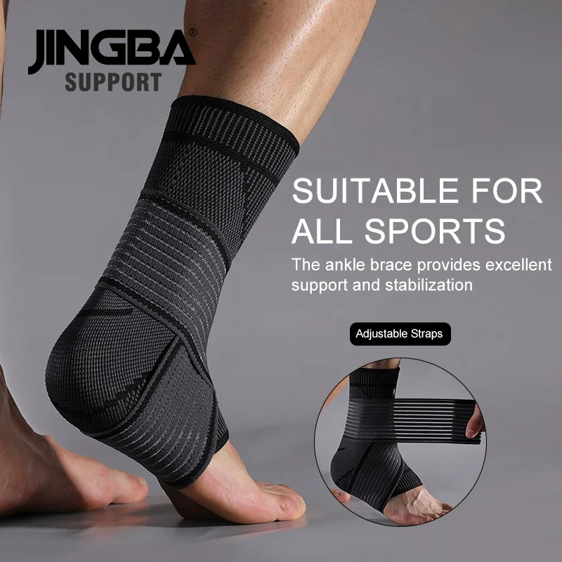 JINGBA Customized Logo Adjustable Unisex Ankle Sleeve Protector Brace Ankle Strap Support For Workout Daily Wear Football