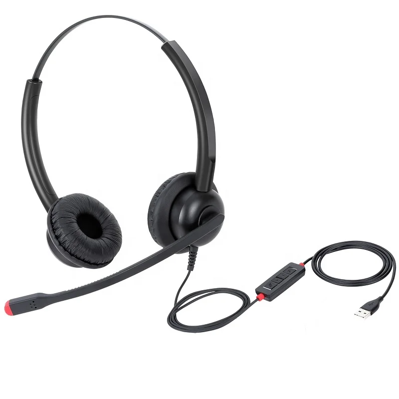 Binaural Noise Cancelling Usb Headset Call Center