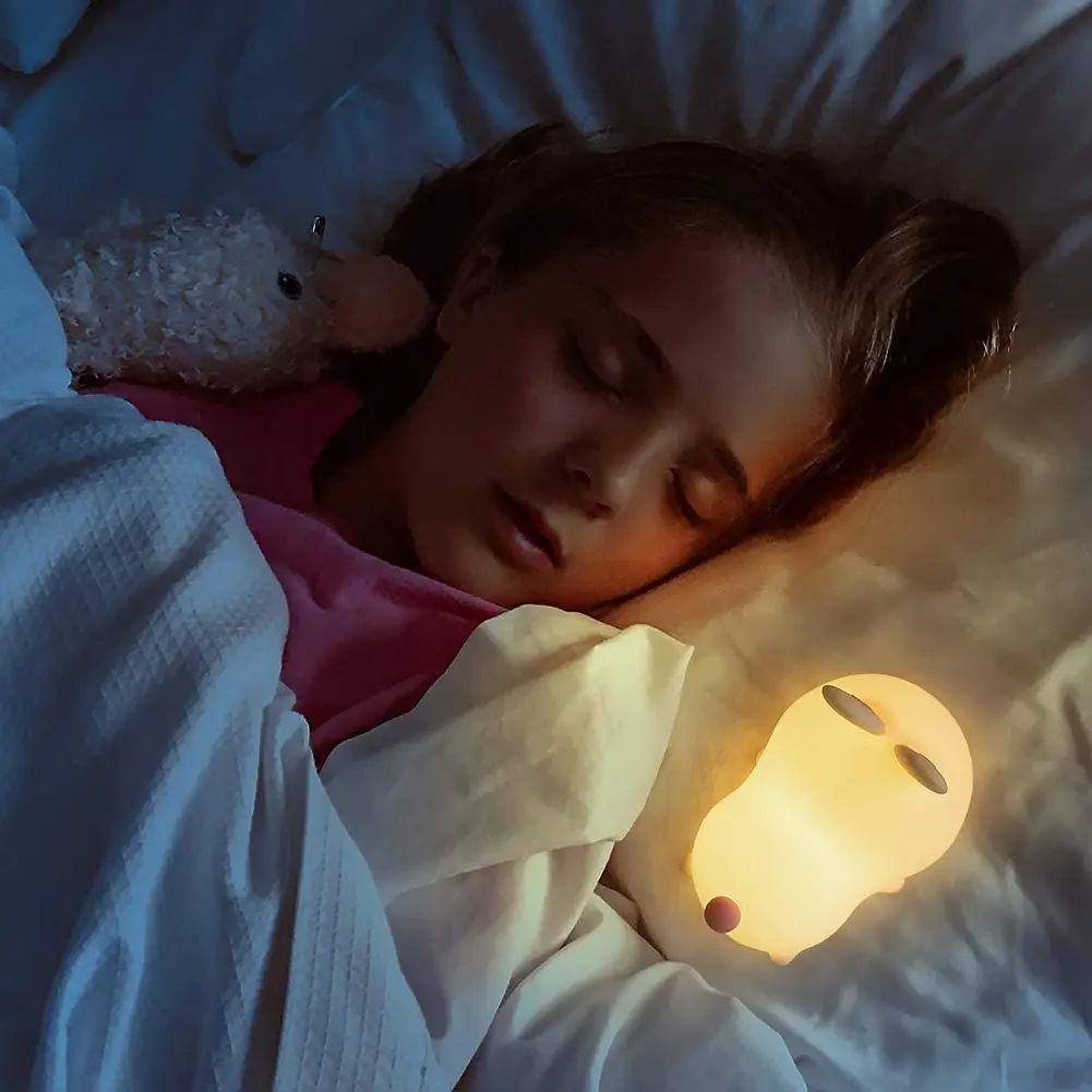 Colorful Rabbit LED Night Light Silicone Cartoon USB Charging New Year Gift RGB Multicolor Touch Sensor For Baby Bedside Lamp