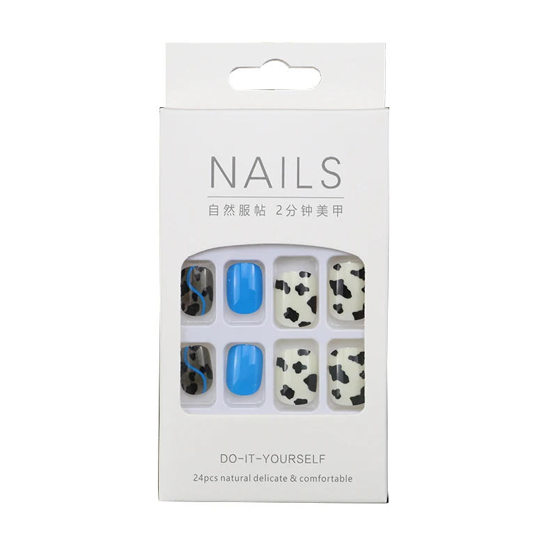 Cheap Price 24pcs Nail Press on Short Printed Bulk Nails Artificial Fingernails for Woman Fancy