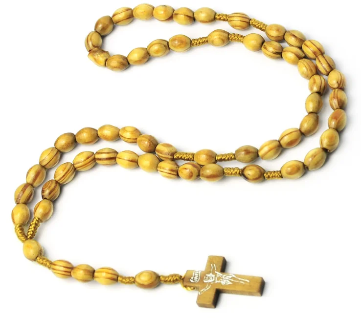 men women kids religious gifts Rosary Necklace handmade catholic cross jesus wooden beads necklace