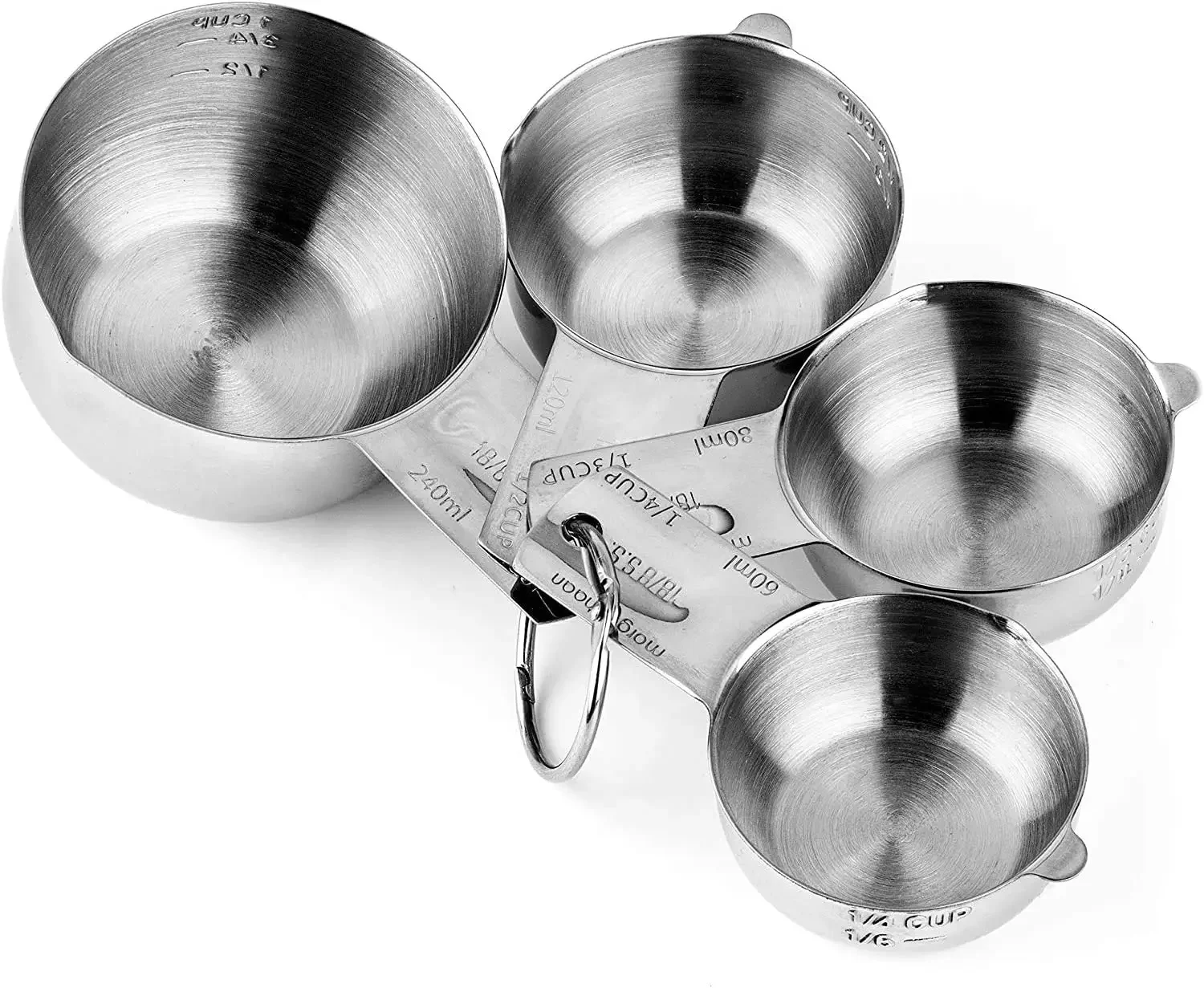Good Quality Kitchen Gadgets 8 pieces Stainless Steel Measuring Cups with Forever Handles