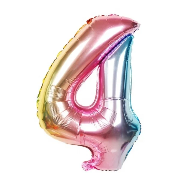 hot sale 32 inches rainbow number foil balloon inflatable number 0/ 1/2/3/4/5/6/7/8 /9 shaped foil balloon for happy birthday