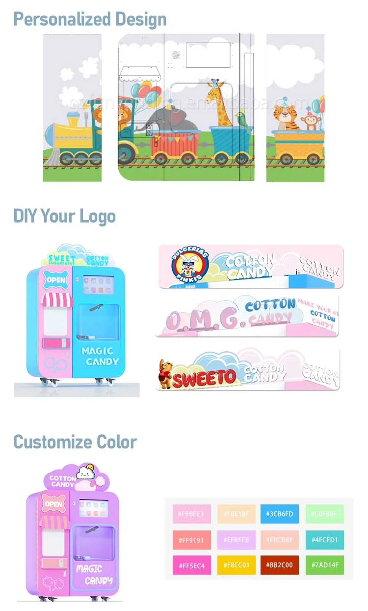 Roadside vending machine robot cotton candy machine one shape with high profit and quick return on investment