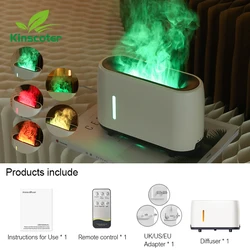 240ml Flame Humidifier Essential Oil Aroma Fire Diffuser Remote Control RGB Color Lighting Flame Diffuser