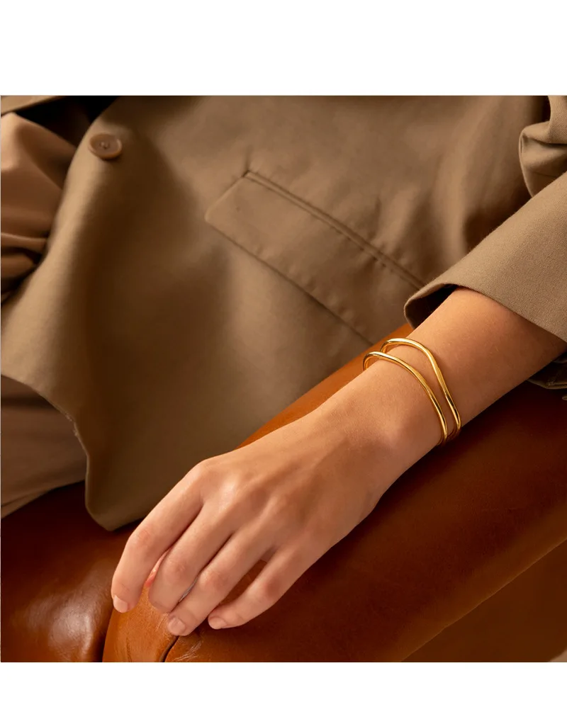  Hot Sale Vintage 925 Sterling Silver Personalised Cuff Bangle 18K Gold Plated bracelet Fashion Jewelry