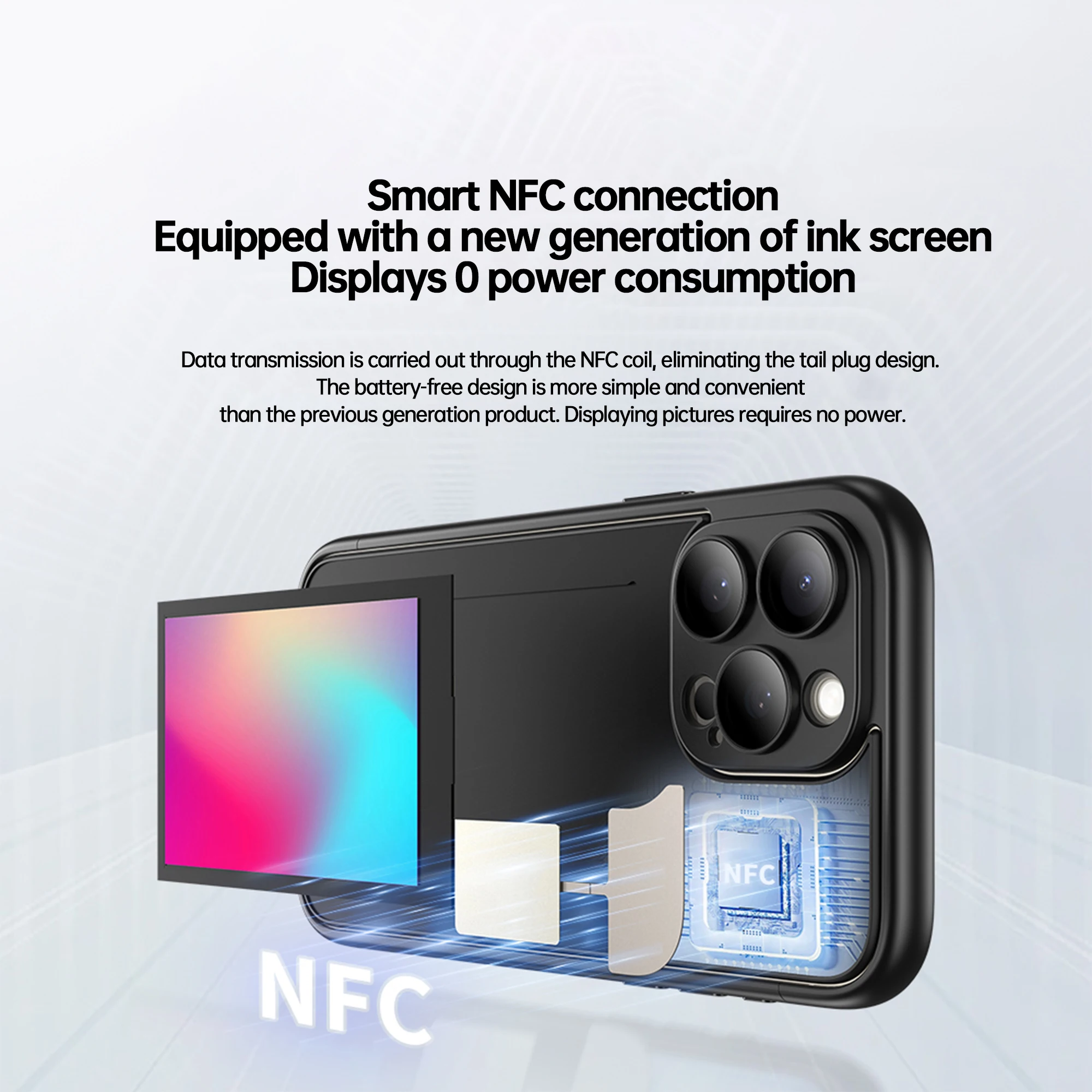 New DIY E ink phone case screen phone case personalized pattern for iP 15promax Carbon fiber pattern TPU phone case NFC function