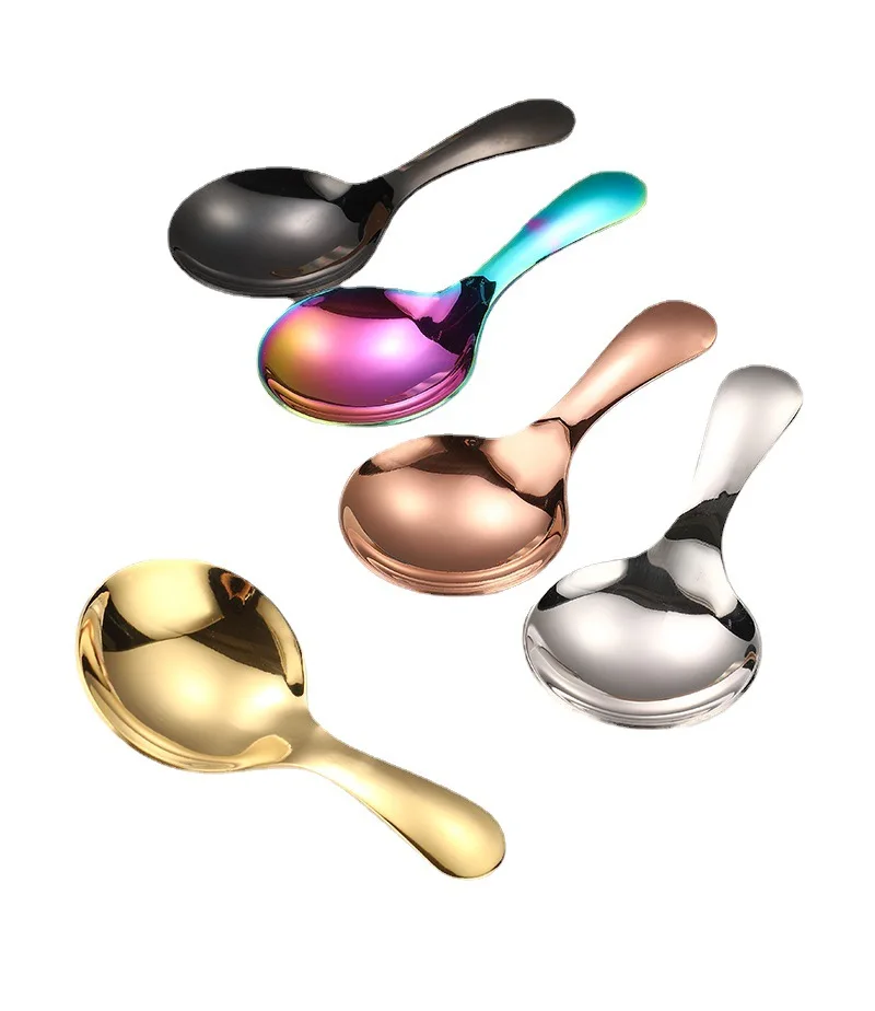 Creative 304 stainless steel short handle ice cream spoon children dessert spoon tea shovel
