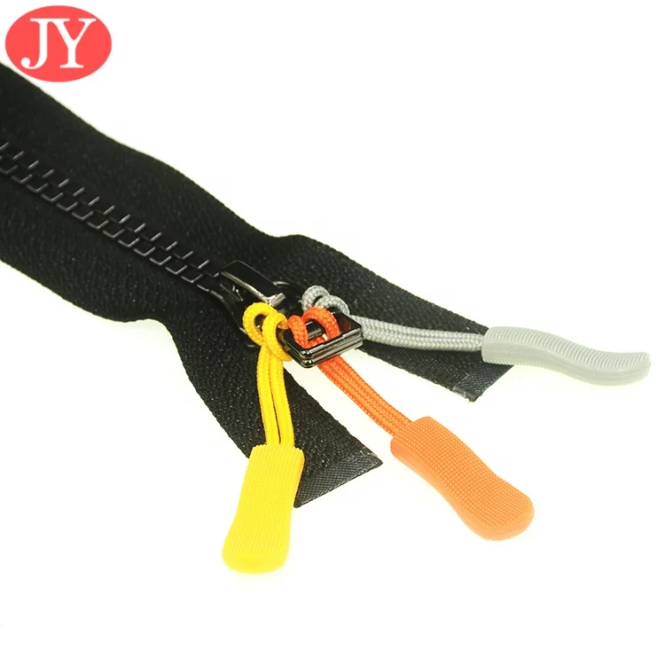 Fancy PVC rubber zipper puller slider string zipper puller custom Logo back zipper puller for garment