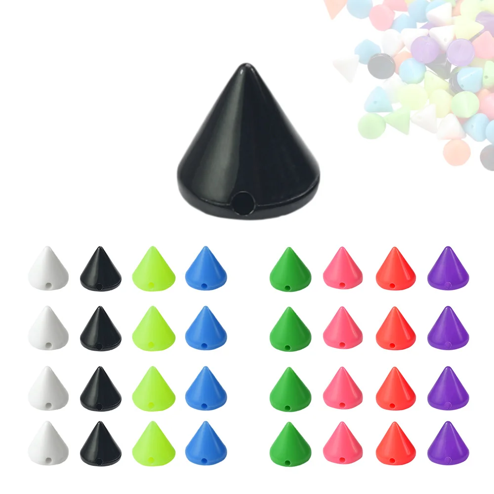 7,7*7,2 мм Пластиковые Красочные панковские шипы, заклепки, конусные бусины-гвоздики для браслетов, сумок, шляп, обуви, одежды, рукоделия, Швейные аксессуары