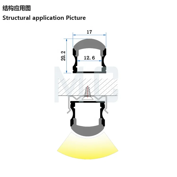 17*15mm aluminium profile for led strips factory specialized customize led aluminium extruded profile