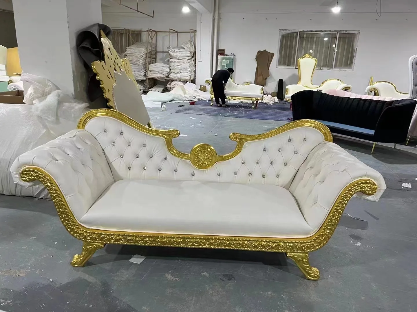 Royal wedding bride and groom wooden king throne sofa for sale
