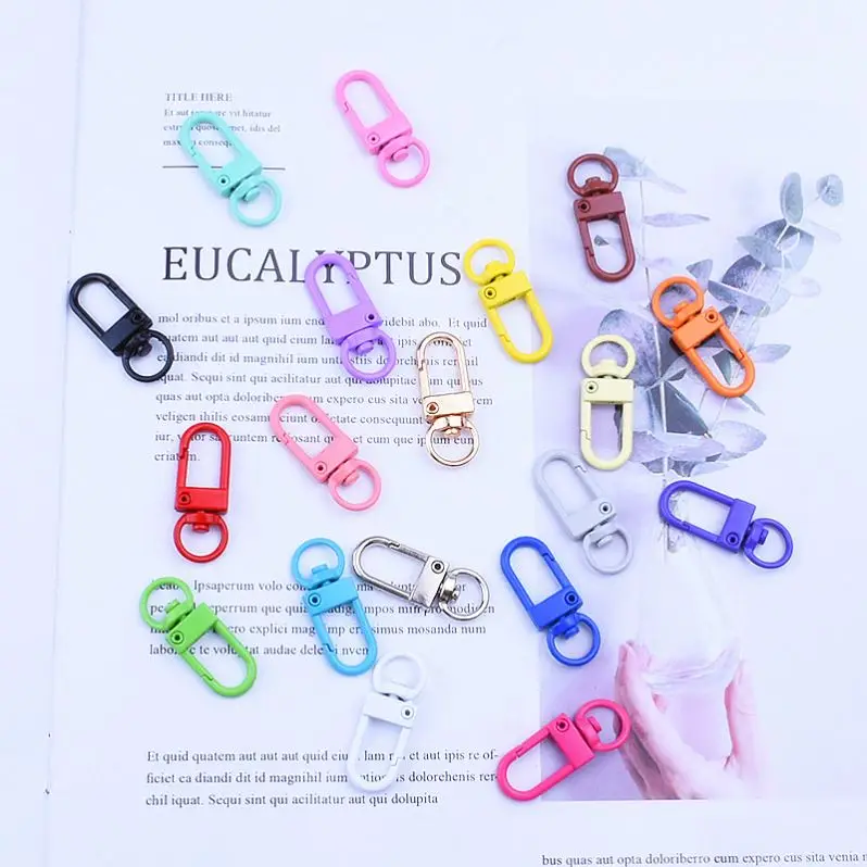 Colorful Metal Lobster Claw Clasps Swivel g hook Trigger Snap Hooks Strap with Key Rings DIY keychain Accessories Bag Key Chains