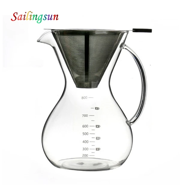 classical popular durable design V60 pour over pyrex glass coffee maker