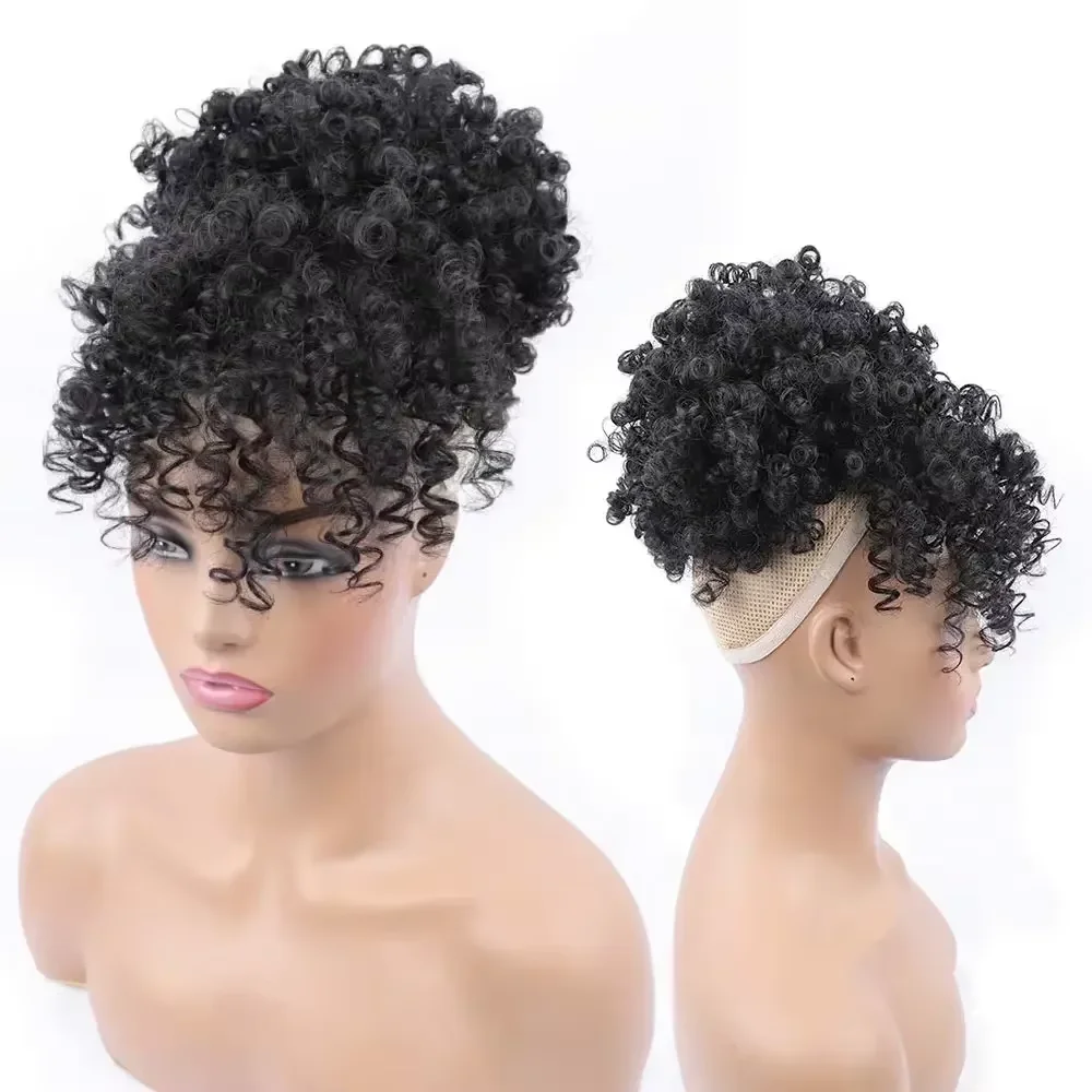 Short Kinky Curly Headband Wigs for Women Afro Curls Wigs Natural Curly Cosplay Wig Synthetic False Hair