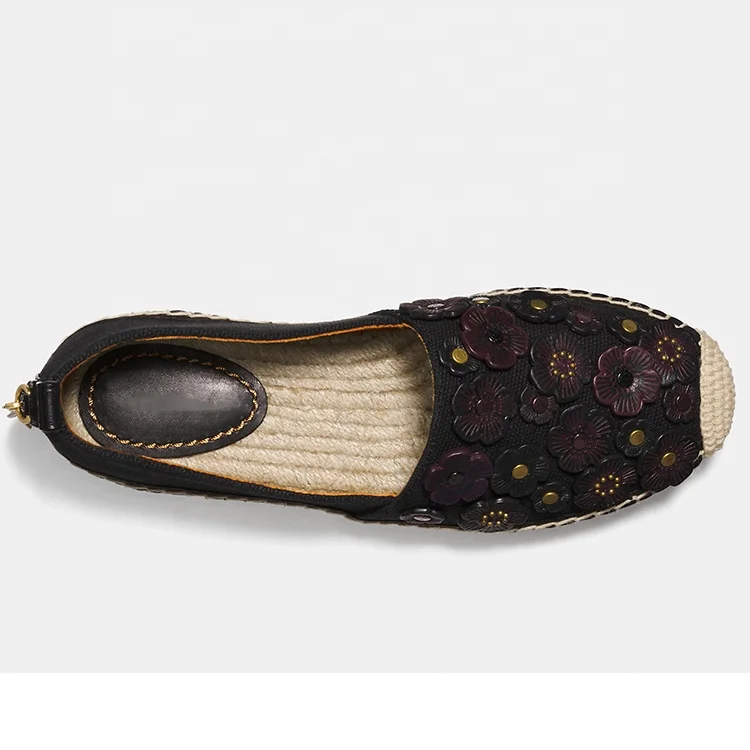 New Autumn Flower fabric Flat Espadrilles Sole Fisherman Shoes