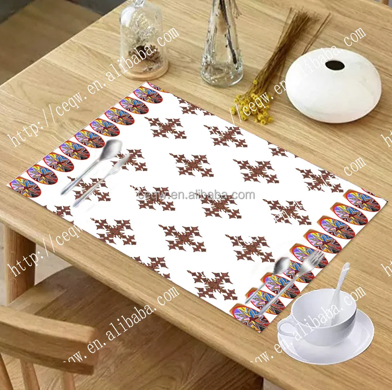 Customized Ethiopian Design printed hot sale waterproof table mat placemat desk mat