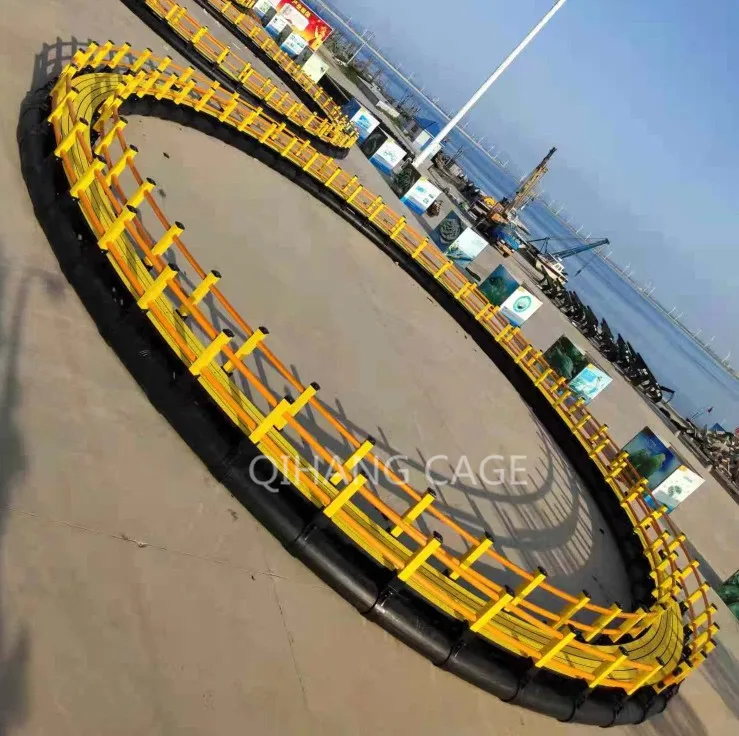 Circular cages for off-shore fish growing, fish farming in the sea