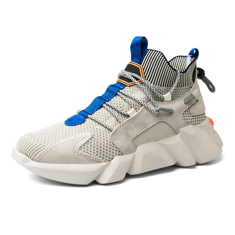Мужские кроссовки с высоким берцем, модные повседневные универсальные дышащие кроссовки из ткани в Корейском стиле, Новинка осени 2020