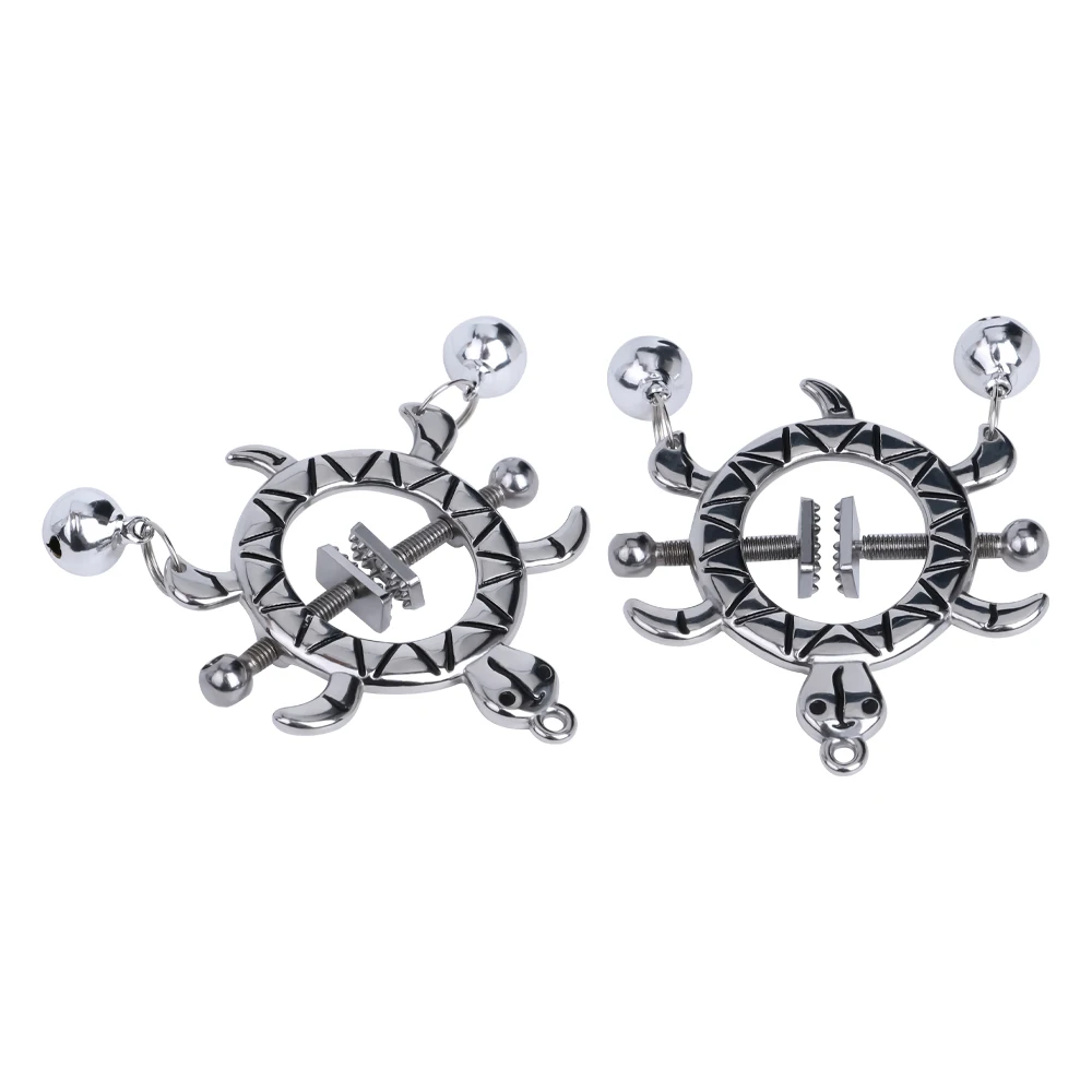 Metal clamps with chain for novice SM player breast stimulation adjustable nipple clamps