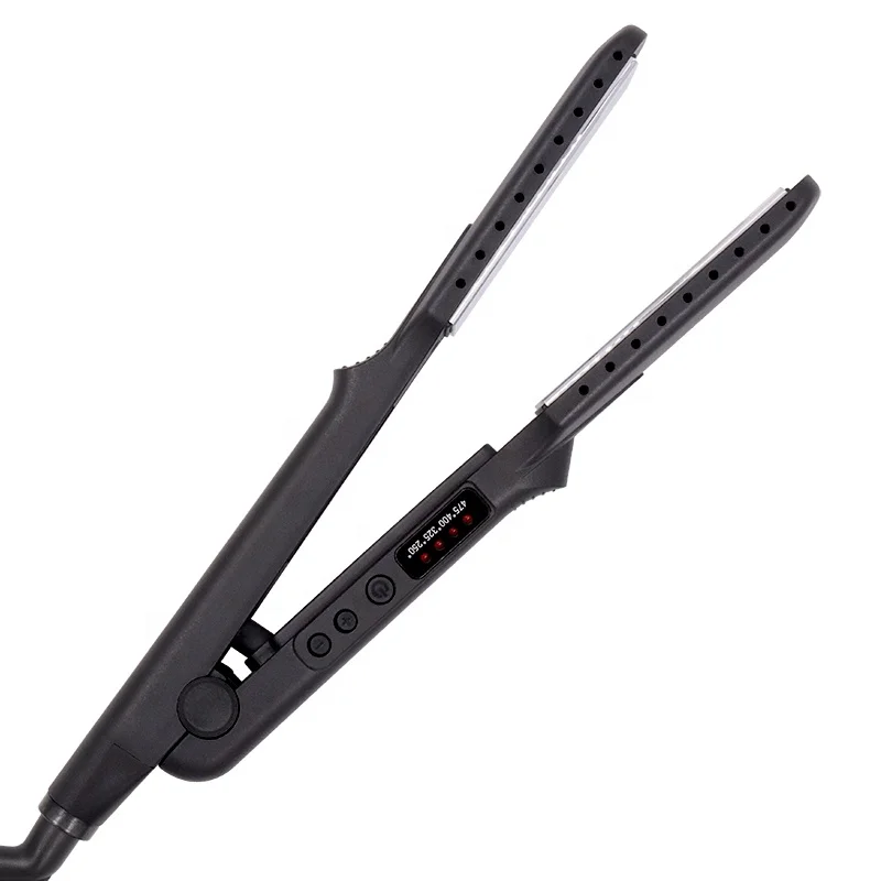 Professional Glass Titanium Hair Straightener Wide Plates Flat Iron Temperature Control Wet to Dry Dual Use