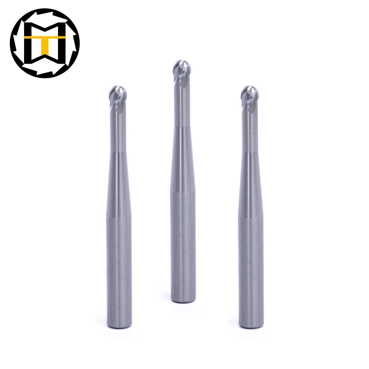 MMT Carbide lollipop End Mill with 220 to 270 degrees cutting edge ball nose for turbine engine
