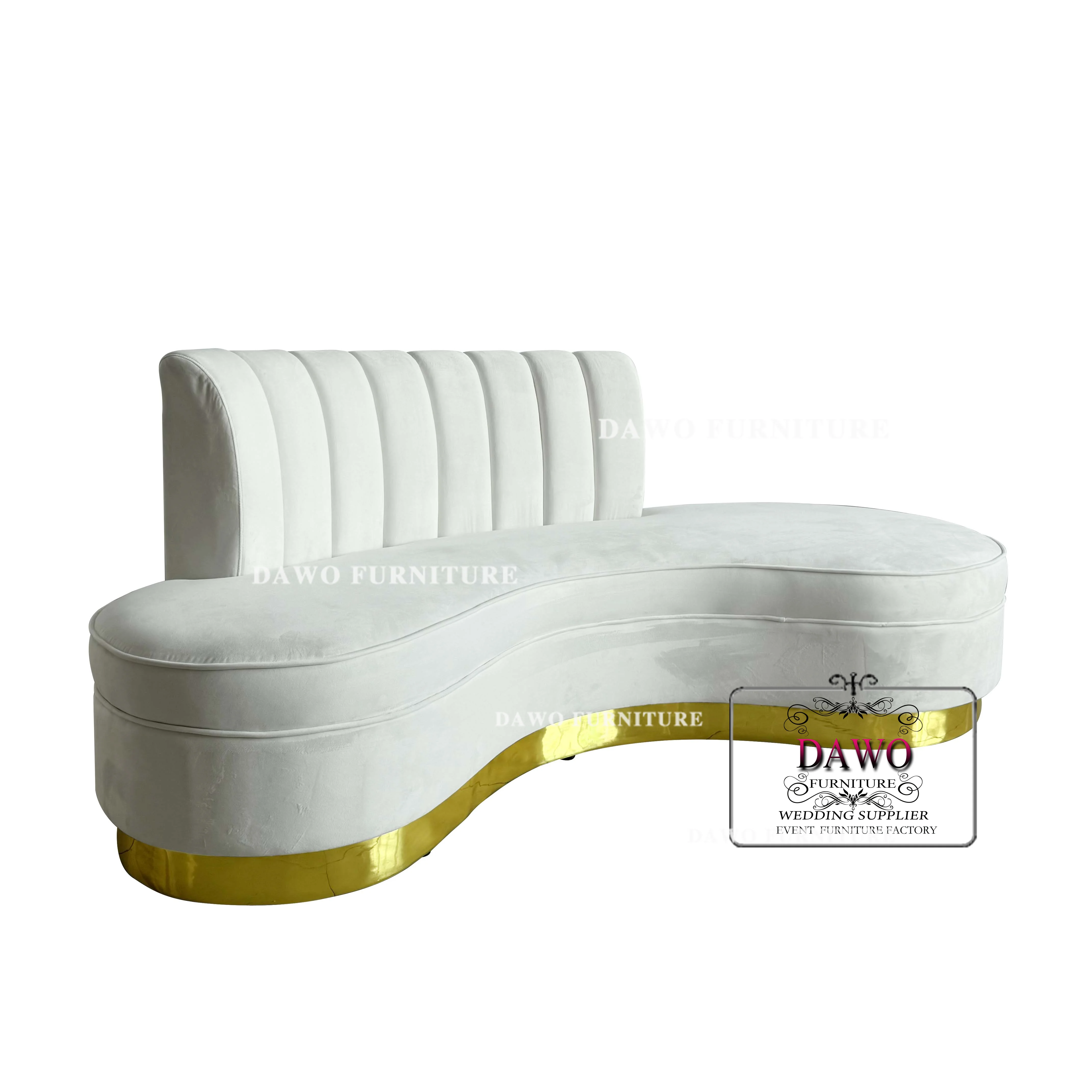 Hot selling luxury white velvet sofa hotel wedding round single seater or double seat sofa