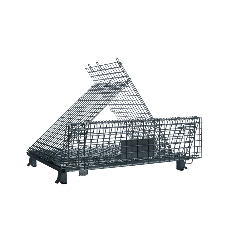 Collapsible Large Stackable Bulk Cargos Metal Grid Wire Mesh Storage Basket Bin Cage Box Pallet