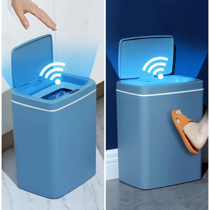 automatic plastic smart sensor touchless intelligent trash can kitchen and bathroom toilet garbage mini small waste bin with lid