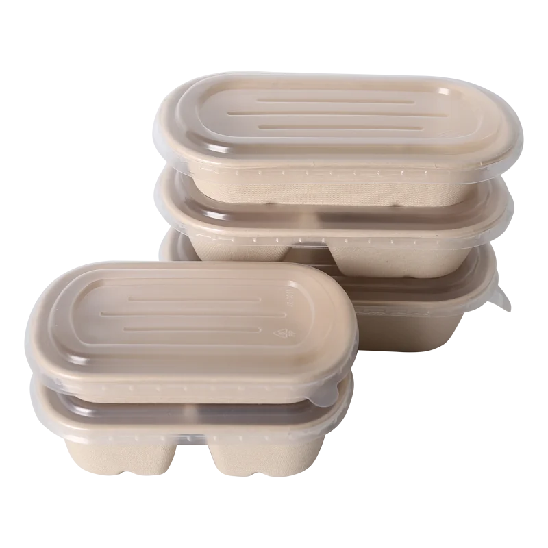 Compostable sugarcane bagasse disposable fast food take out lunch box 500ml 700ml 850ml 1000ml