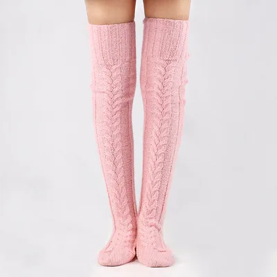 New Design High Quality Thick Thigh Wool Cashmere Pink Womens