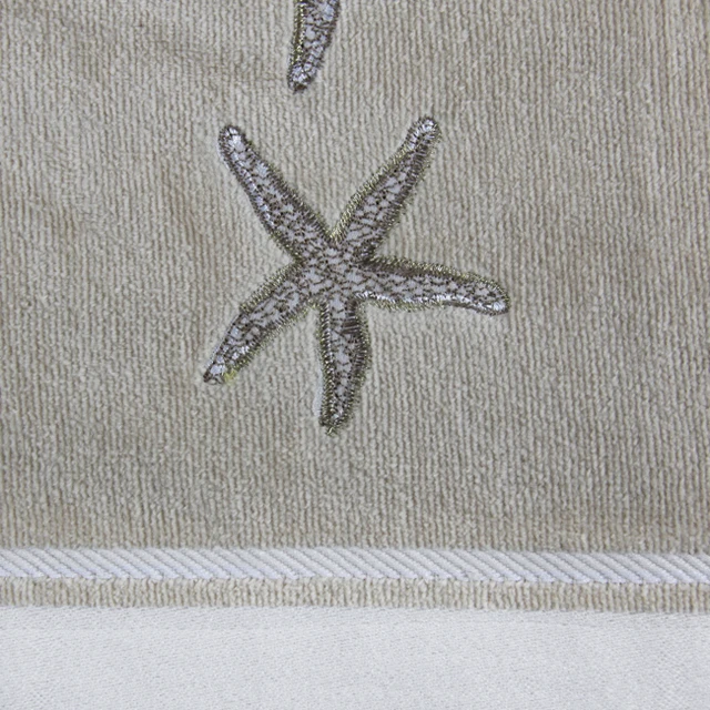 Professional durable cotton velour hand towel with Starfish embroidery Coastal series towel in American size