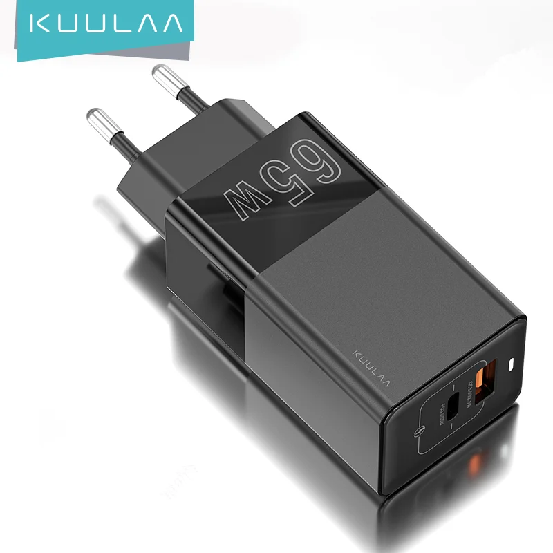 KUULAA, низкая цена, оптовая продажа, 5 Вт, GaN PD, быстрое зарядное устройство 65 Вт, USB C GaN, зарядное устройство, адаптер QC3.0 PD GaN, зарядное устройство для ноутбука