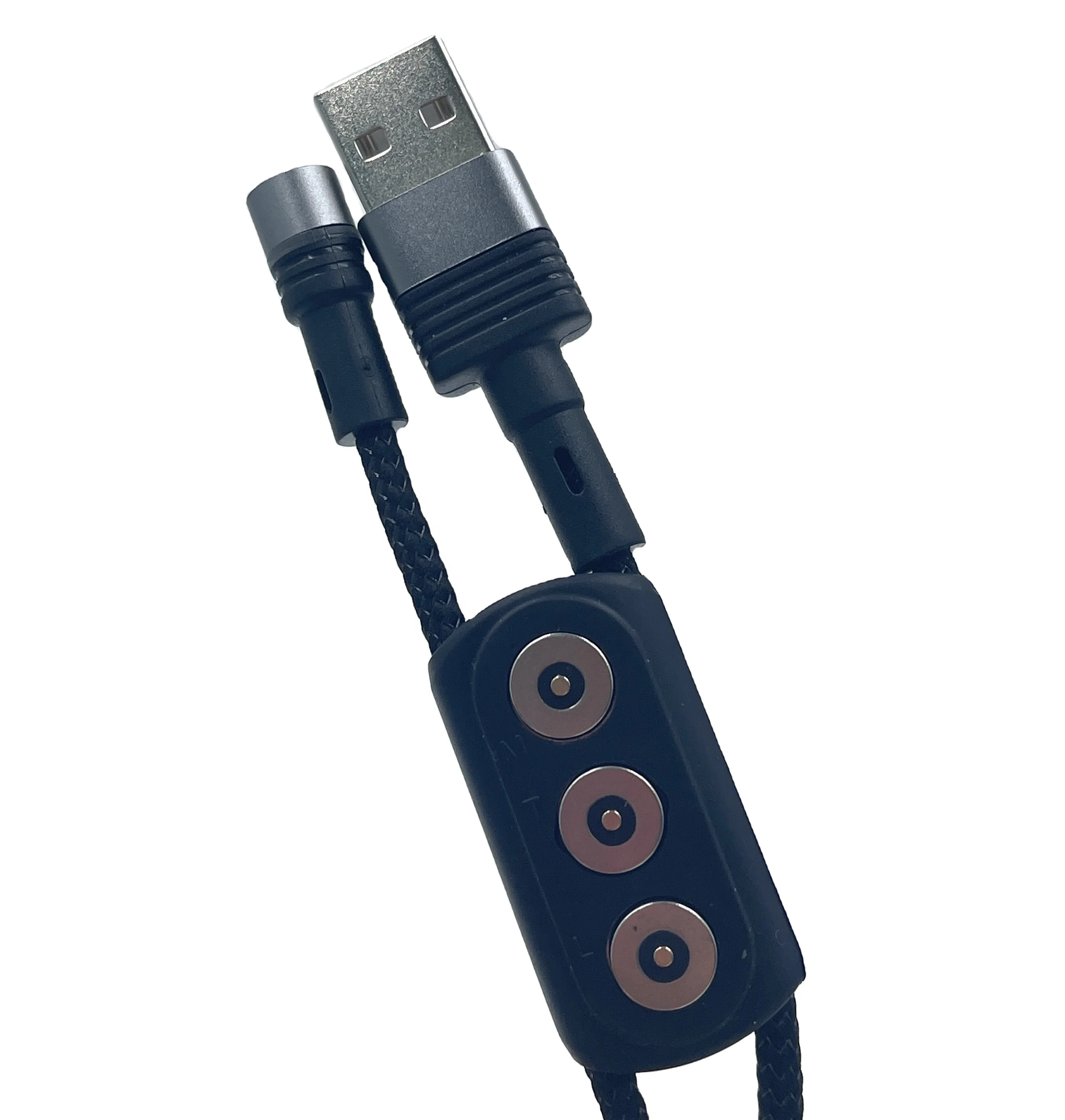 Hot sale Micro USB 3 in 1 Magnetic Charger Cable LED Magnetic Charging Cable with plug head storage copper wire