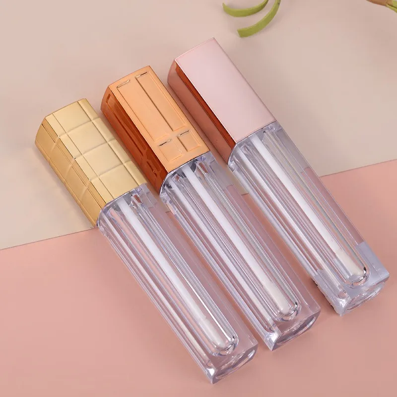 10cm hot selling 5ml square lipstick tubes custom color white rose gold lid empty makeup cosmetics lip gloss tubes