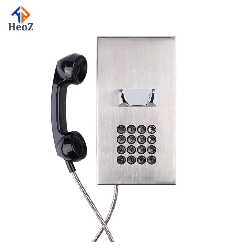 304 Stainless Steel Vandal Proof and Hands Jial Telephone With Volume Control key Wall Mounted Full Keypad Handset